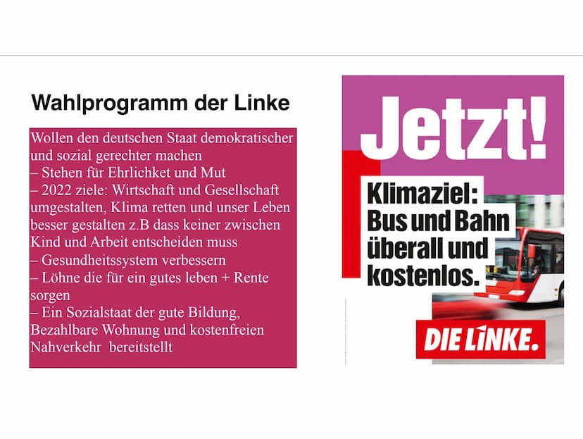 DIE LINKE. Themen
Geschichte
Struktur der Partei/Personen
Politik
Wahlprogramm Geschichte
-Gegründet am 16. Juli 2007 durch
Verschmelzung de