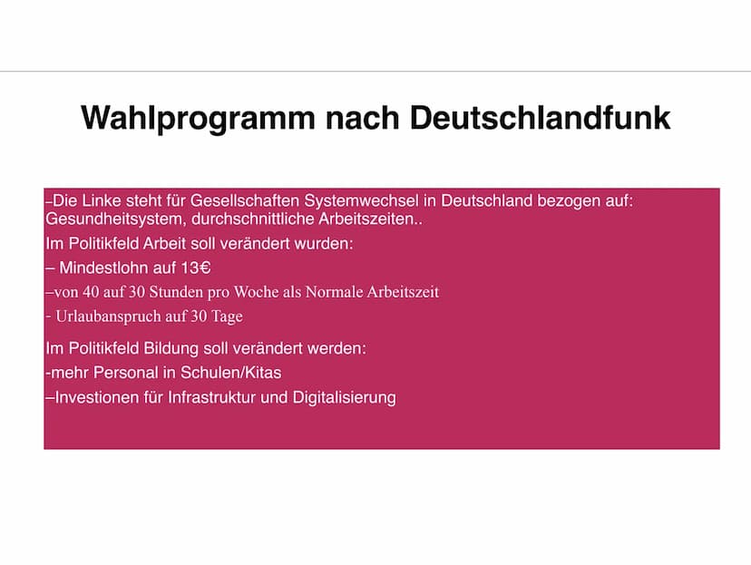DIE LINKE. Themen
Geschichte
Struktur der Partei/Personen
Politik
Wahlprogramm Geschichte
-Gegründet am 16. Juli 2007 durch
Verschmelzung de
