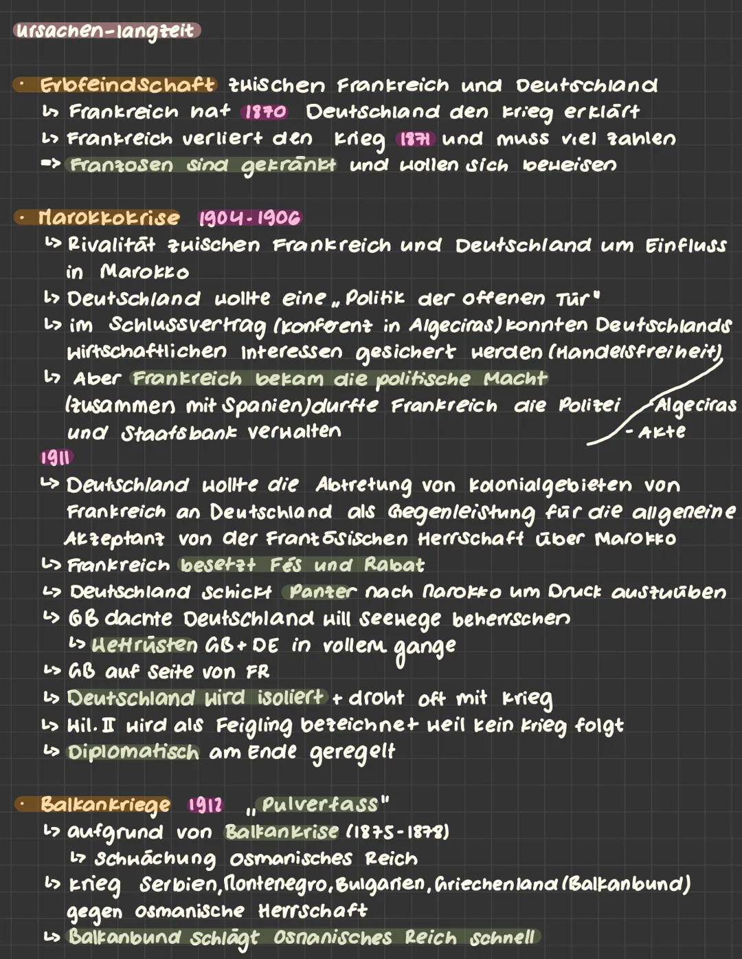 Der erste Weltkrieg
Der Weg zum Krieg - timeline
1870/71
Erbfeindschaft durch Deutsch-
Französischen Krieg
Julikrise
1912, 1913
Balkankrise

