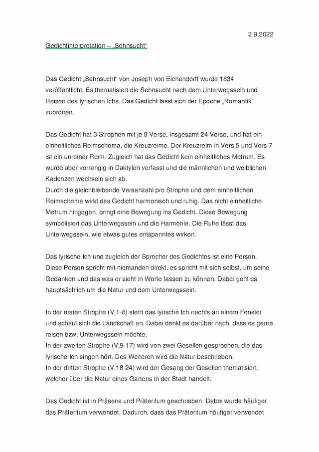 Know Gedichtsinterpretation - Sehnsucht thumbnail