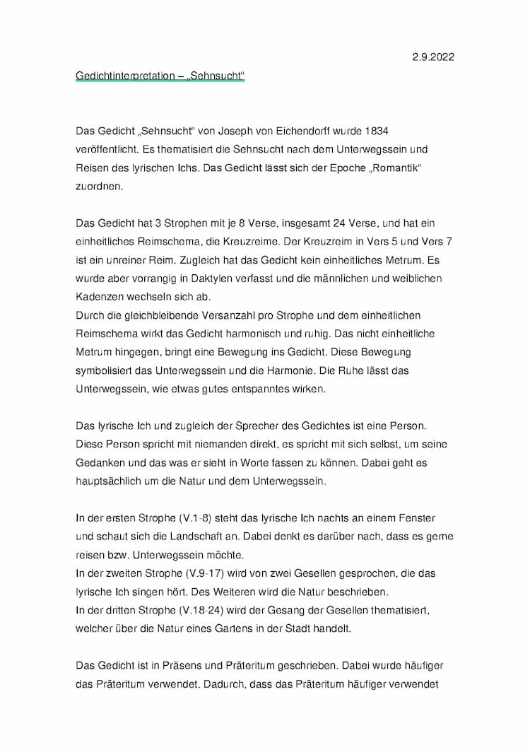 Know Gedichtsinterpretation - Sehnsucht thumbnail