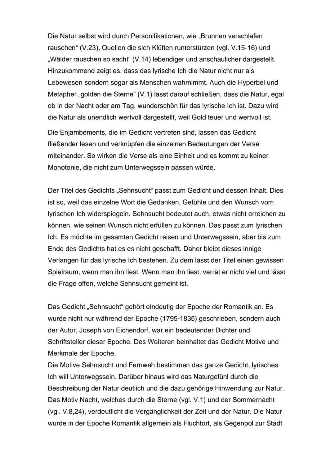 Gedichtinterpretation - Sehnsucht"
2.9.2022
Das Gedicht ,,Sehnsucht" von Joseph von Eichendorff wurde 1834
veröffentlicht. Es thematisiert d
