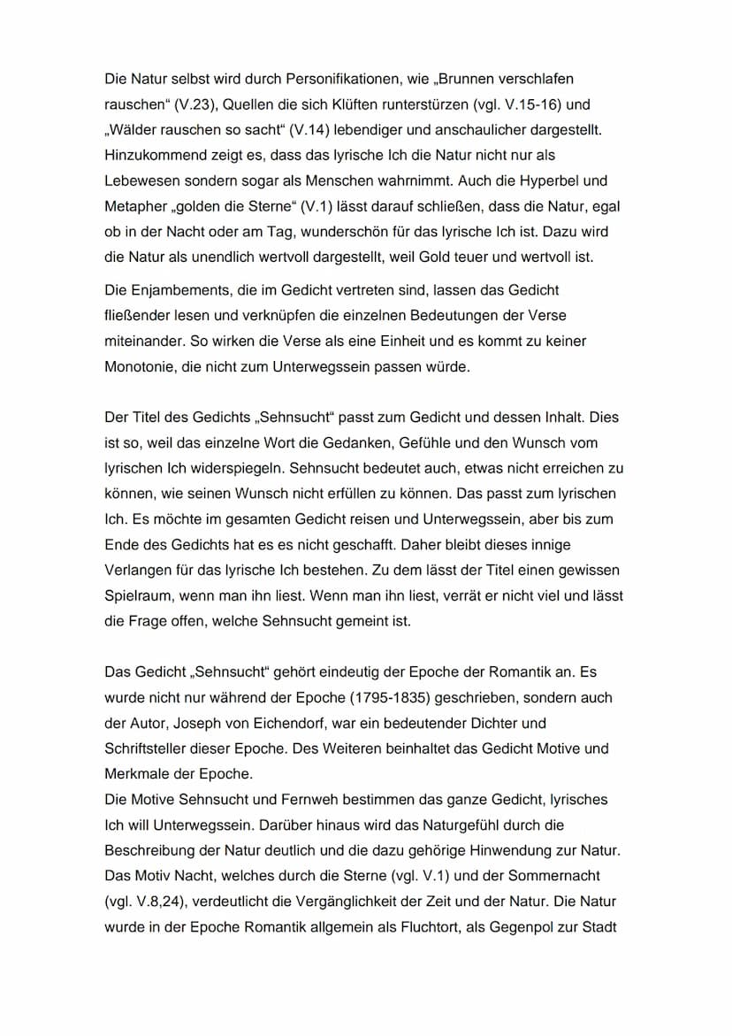 Gedichtinterpretation - Sehnsucht"
2.9.2022
Das Gedicht ,,Sehnsucht" von Joseph von Eichendorff wurde 1834
veröffentlicht. Es thematisiert d