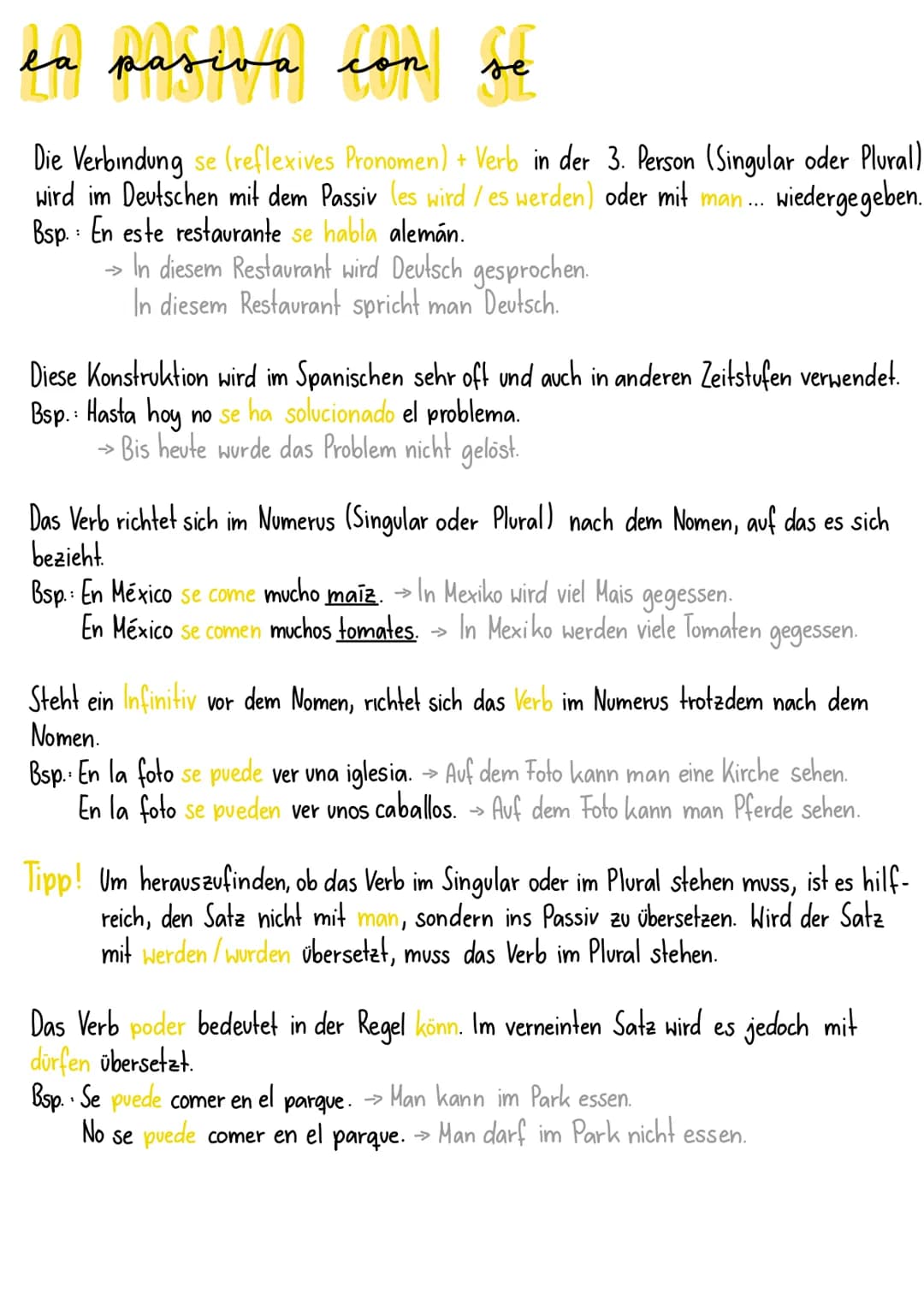 je
la pasiva con se
Die Verbindung se (reflexives Pronomen) + Verb in der 3. Person (Singular oder Plural)
wird im Deutschen mit dem Passiv 