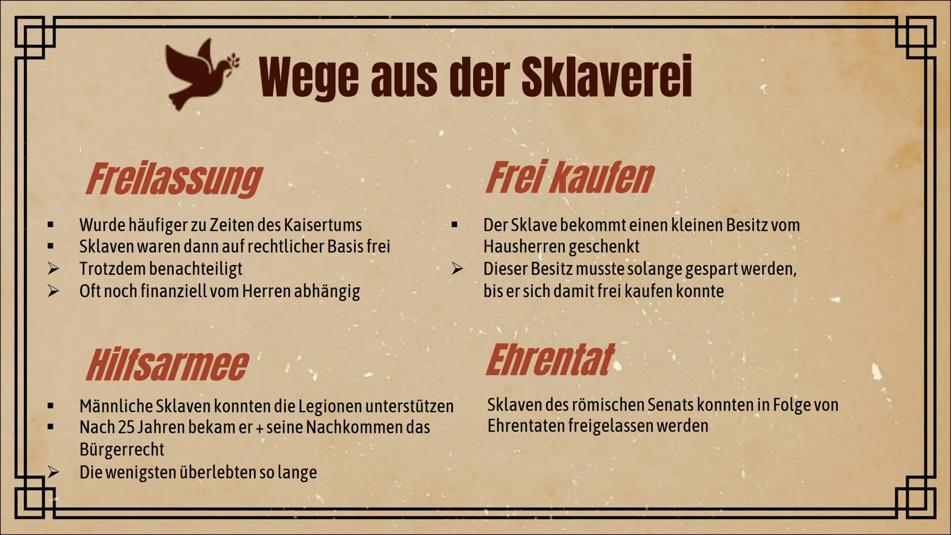 # Sklaverei

in der Antike # Gliederung

I. Definition von Sklaverei

II. Kleidung

III. Rechte

IV. Sklavenmarkt

V. Wege in die Sklaverei
