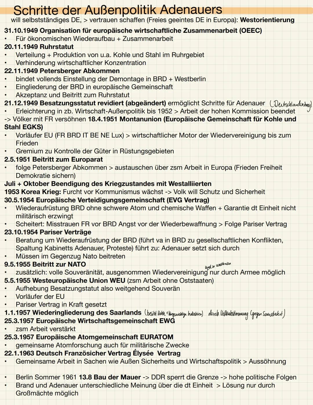 Die Ära Adenauer 1949- 1963
14 Aug 1949: erste wahlen zum dt Bundestag
CDU 31% SPD 29,2%
Regierungskoalition CDU CSU FDP (11,9%) DP
Adenauer