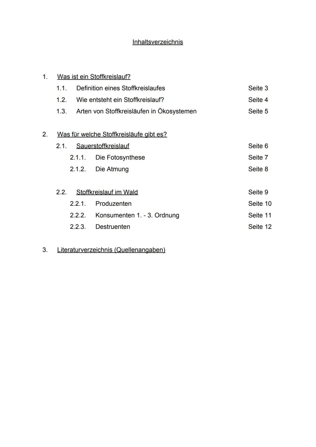 1.
2.
3.
Inhaltsverzeichnis
Was ist ein Stoffkreislauf?
1.1.
Definition eines Stoffkreislaufes
1.2.
Wie entsteht ein Stoffkreislauf?
1.3. Ar