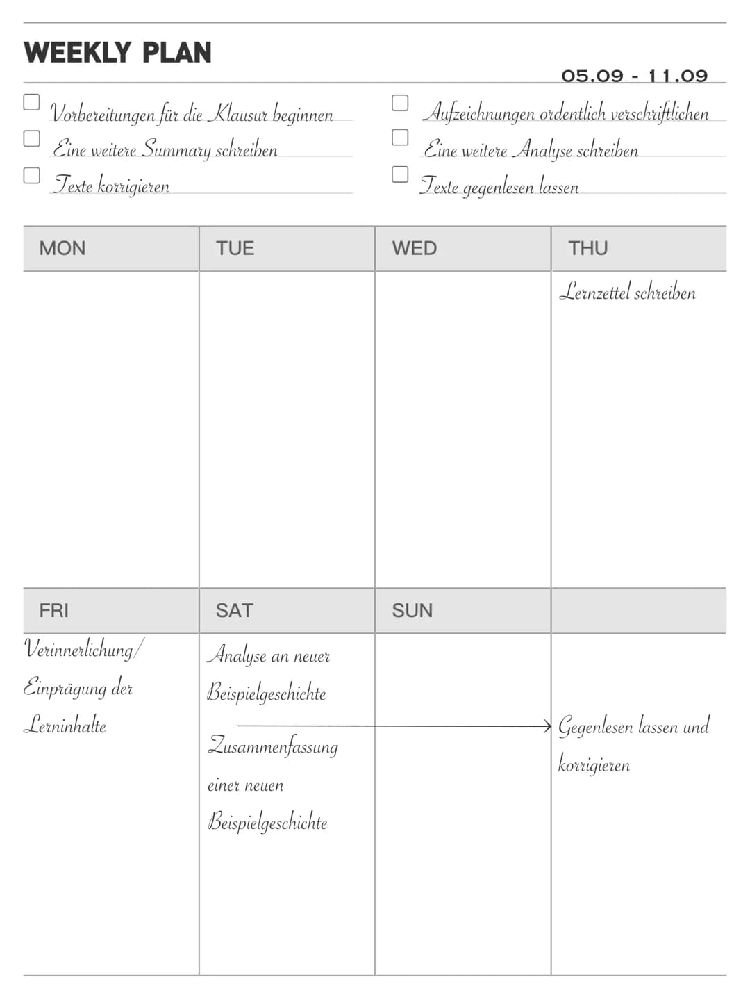 ENGLISCHKLAUSUR
15th of September 3
INHALT
Themenübersicht
Helpful Skill Pages
Aufgabenliste
Wochenplan/Lernplan
A Summary
A Analysis Thursd