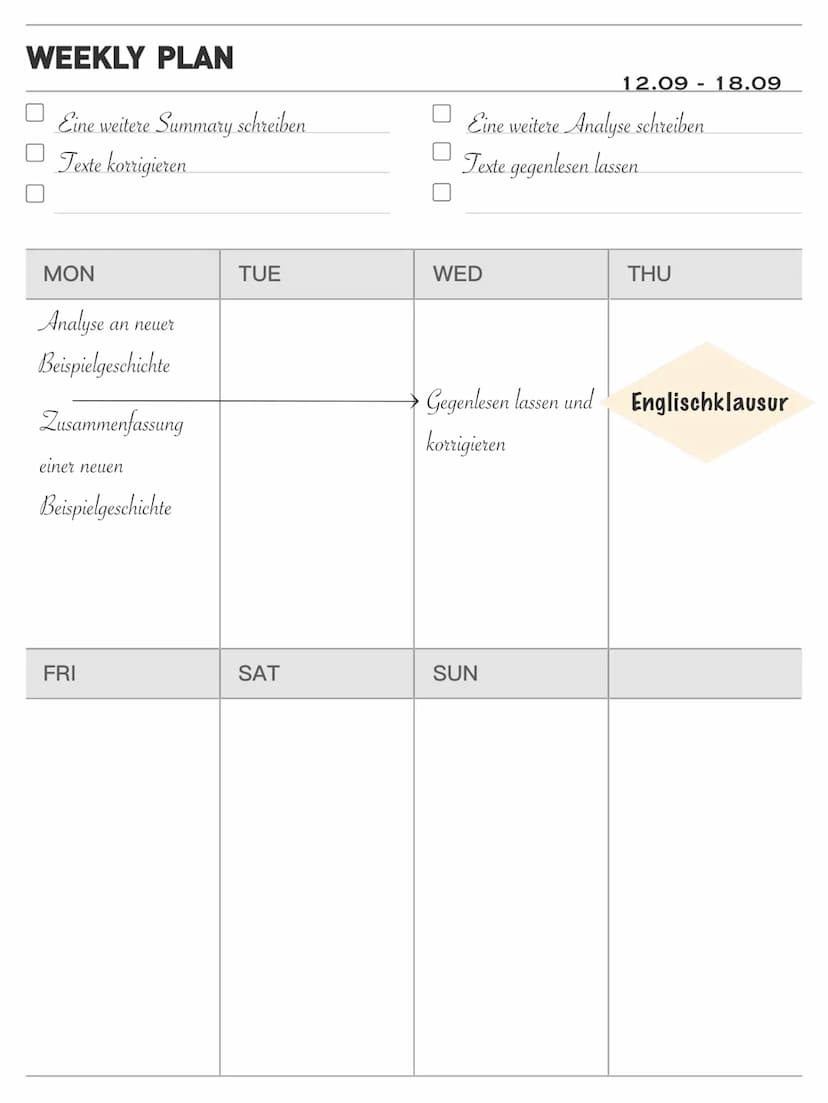 ENGLISCHKLAUSUR
15th of September 3
INHALT
Themenübersicht
Helpful Skill Pages
Aufgabenliste
Wochenplan/Lernplan
A Summary
A Analysis Thursd