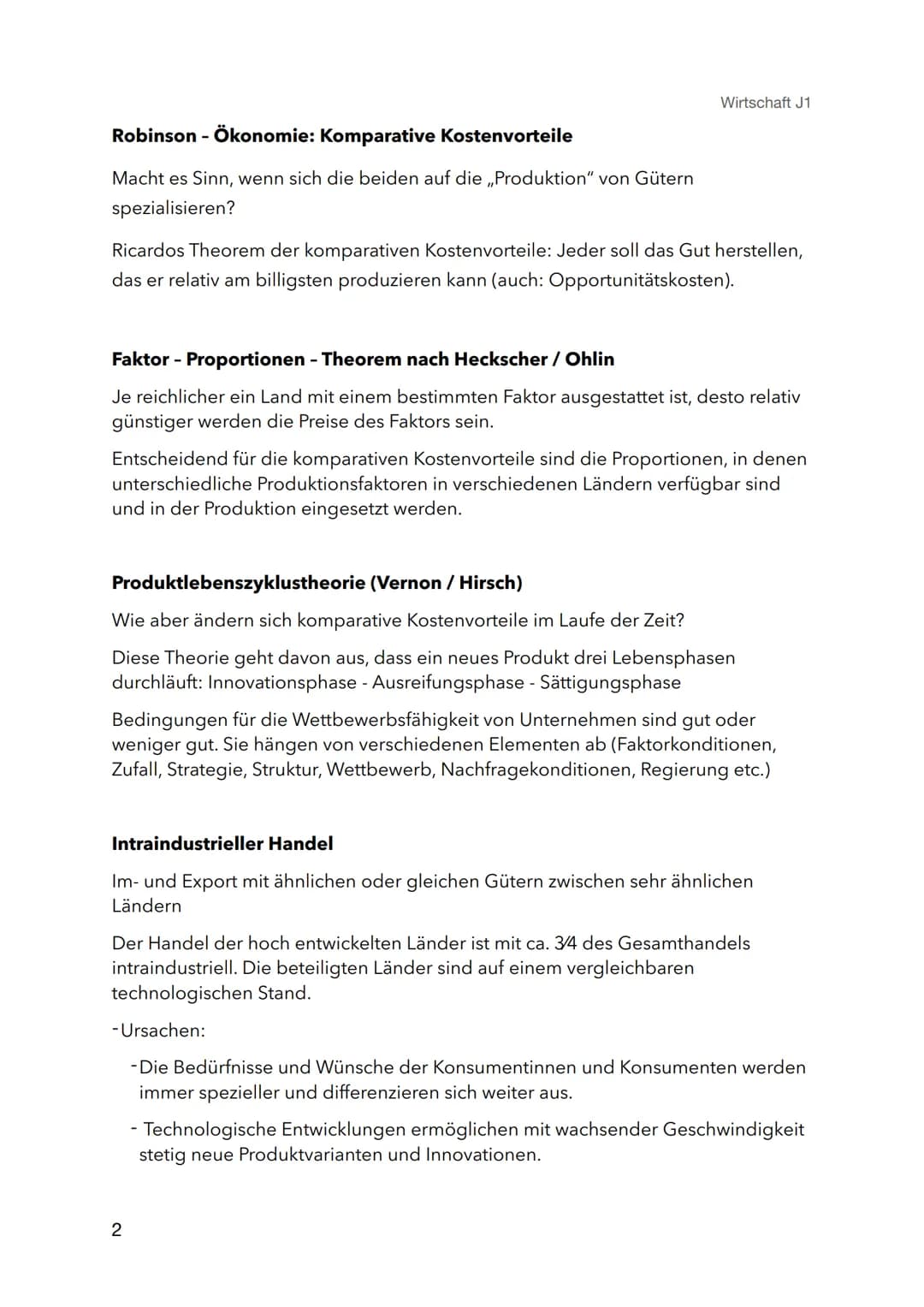 Außenhandel
Theorien
Adam Smith / David Ricardo:
Steigerung der Wohlfahrt durch die Steigerung der Arbeitsproduktivität.
Zeigt auf, wie Arbe