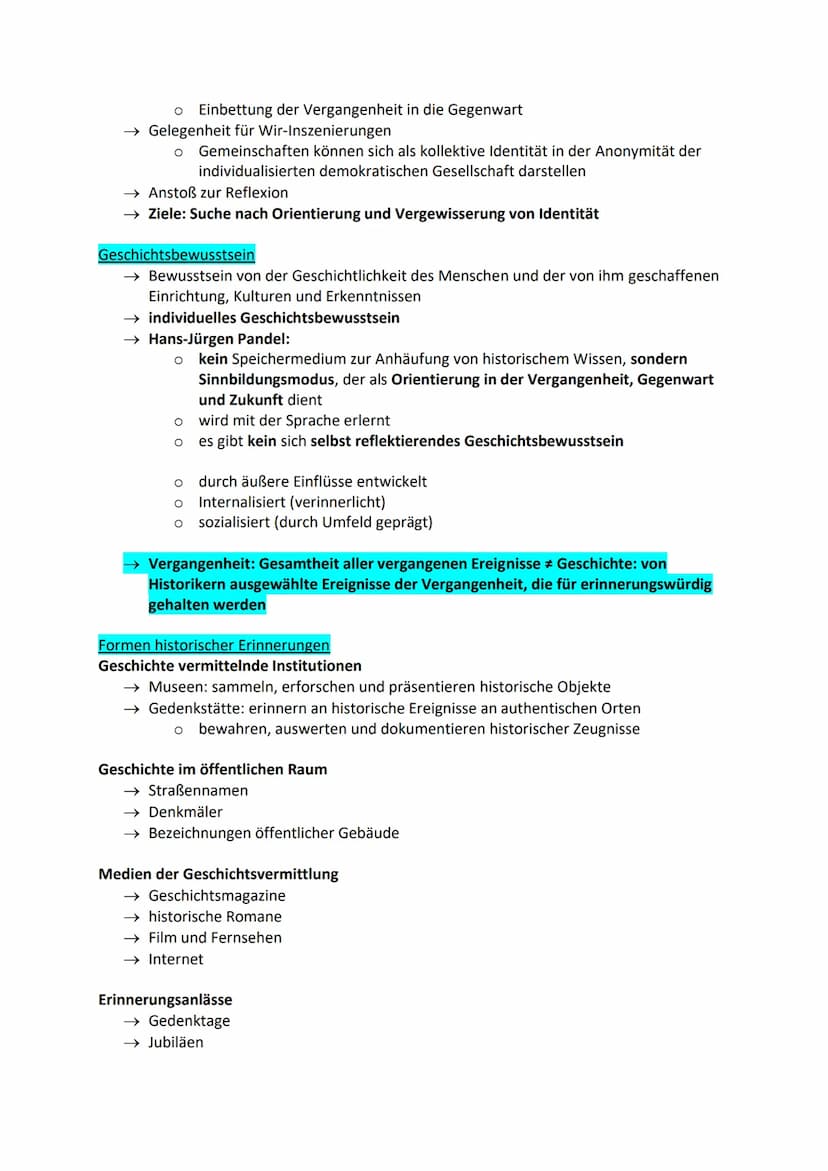Lernzettel Geschichte Q4
Geschichts- und Erinnerungskultur
Erinnerungskultur/Geschichtskultur
→ Oberbegriff ,,für alle denkbaren Formen der 