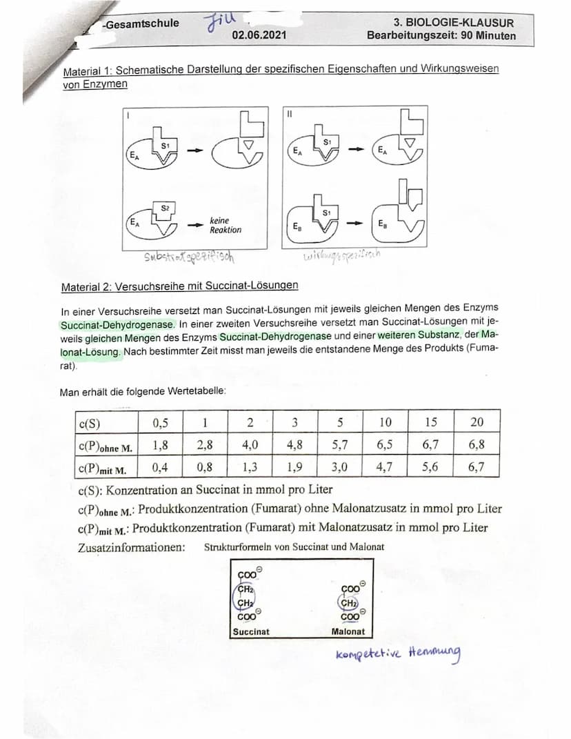 GK EF (
1.1
Aufgabe 1: Enzymatik (46 Punkte)
1.2
1.3
-Gesamtschule
2.1
02.06.2021
2.2
Jiu
3. BIOLOGIE-KLAUSUR
Bearbeitungszeit: 90 Minuten
B