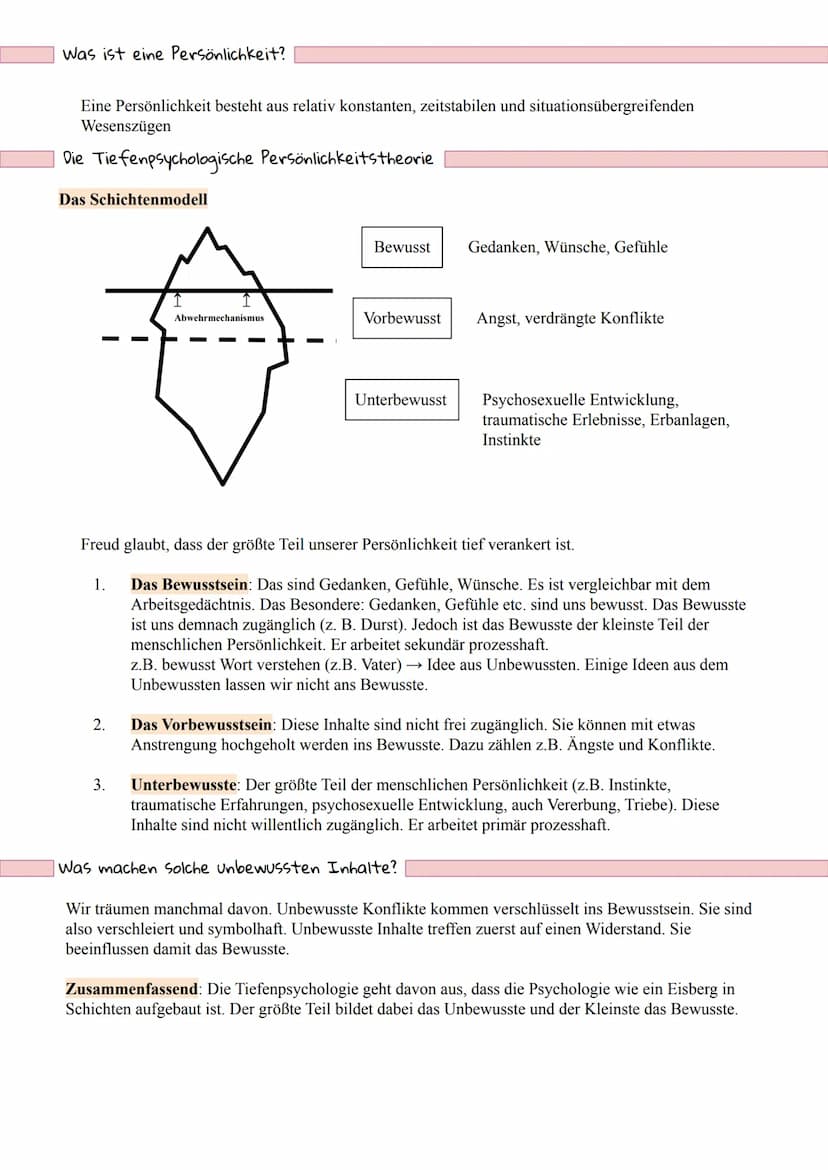 ·Klausur Pädagogik/Psychologie: Tiefenpsychologie
Wie früh zeigt sich die Persönlichkeit?
Erkenntnis: Kontinuität der Persönlichkeit von der