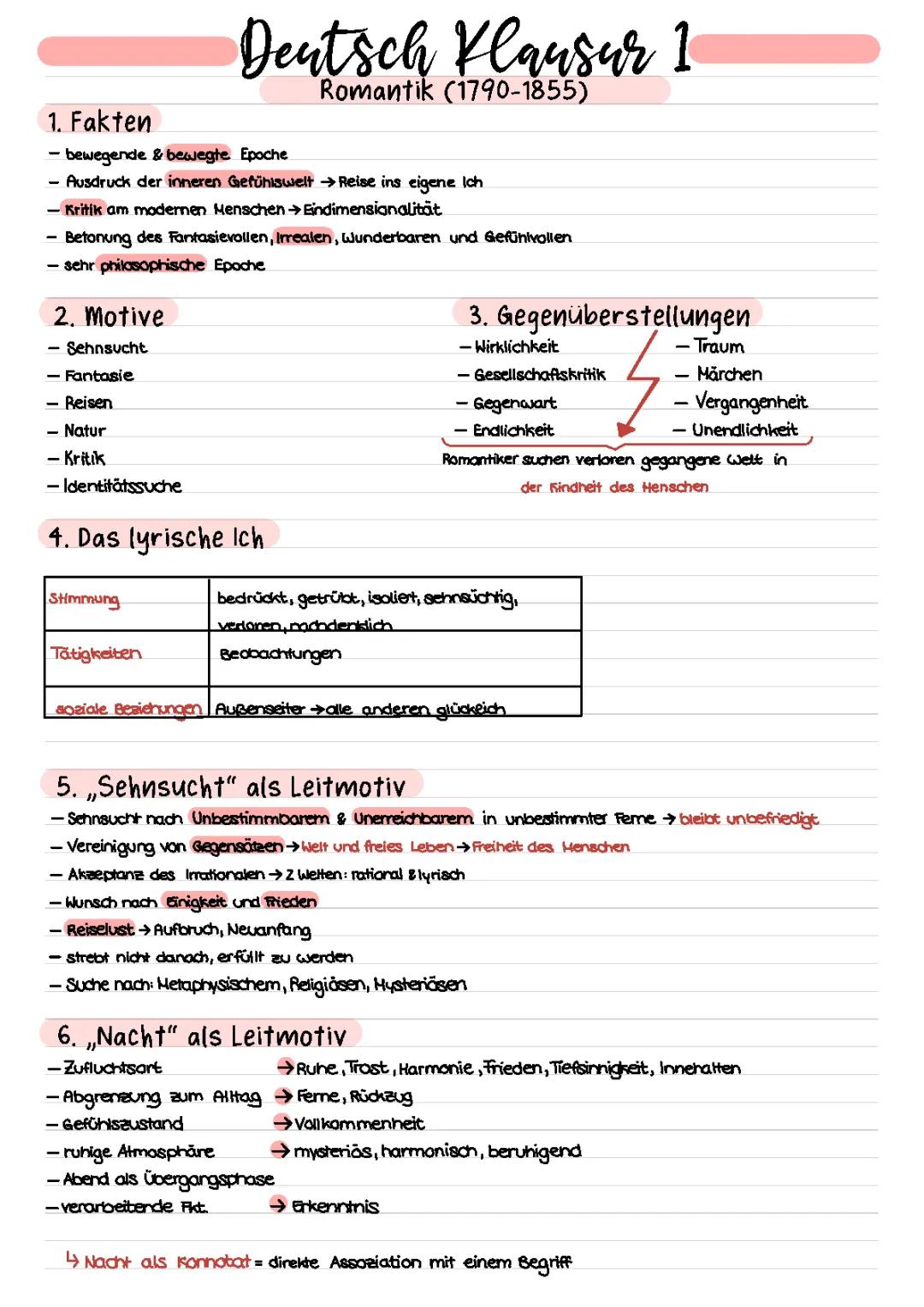 Deutsch Klausur Q1: Gedichtanalyse Romantik Musterlösung & Beispiele