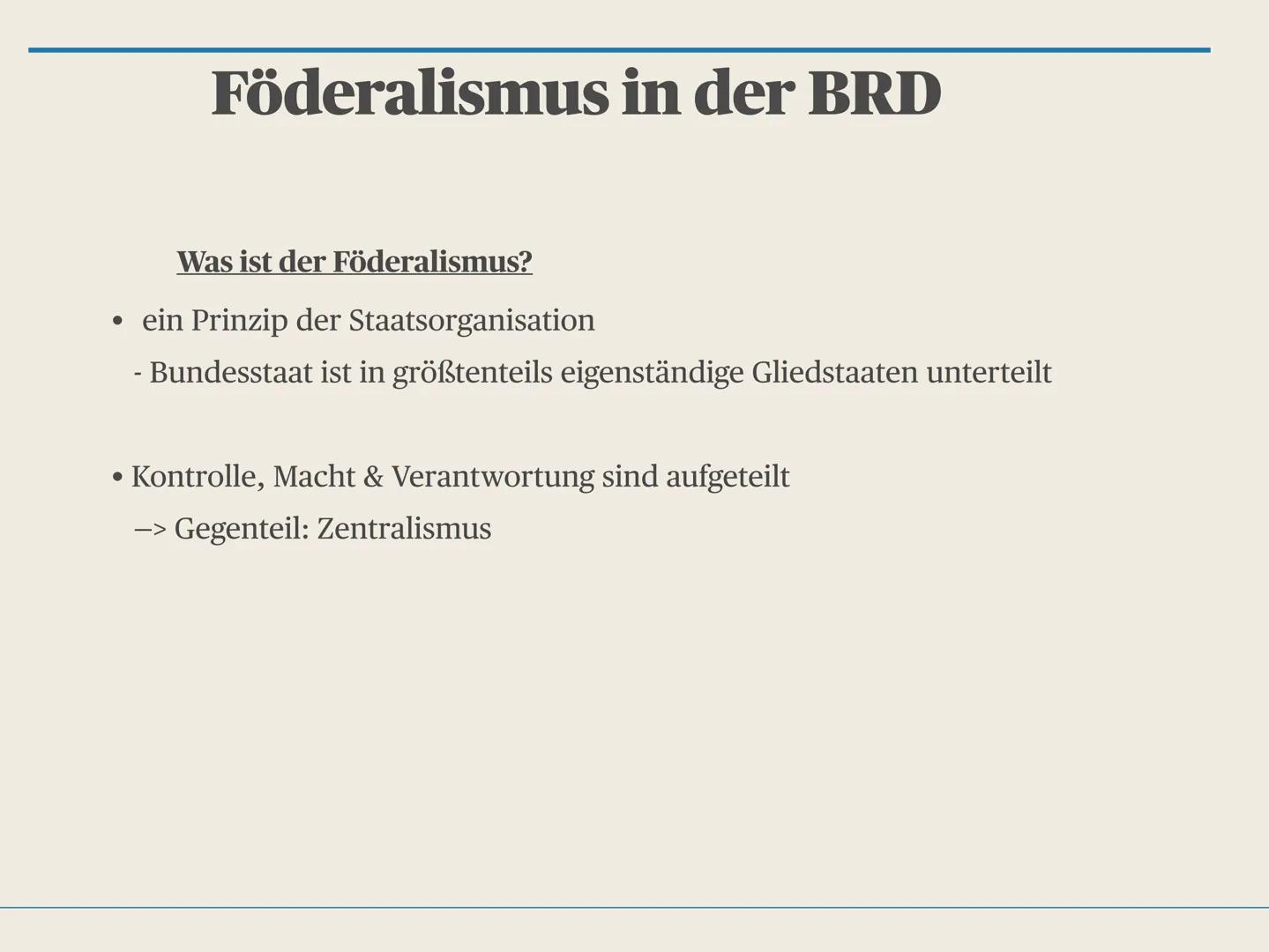 Die Bundesrepublik als
Föderaler Staat Ist der Föderalismus
als Prinzip der
Staatsorganisation in
Deutschland sinnvoll? Gliederung
1. Födera