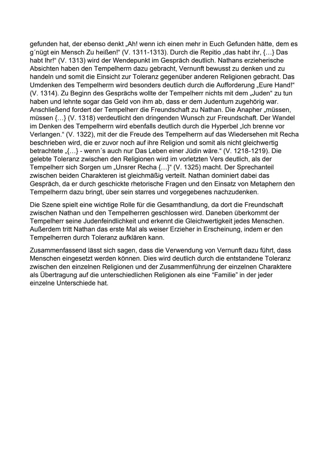 (Thea Marx Ec)
Szenenanalyse 2.Aufzug, 5. Auftritt
4.05.2022
Das Drama "Nathan der Weise", von Gotthold Ephraim Lessing aus dem Jahre 1779, 