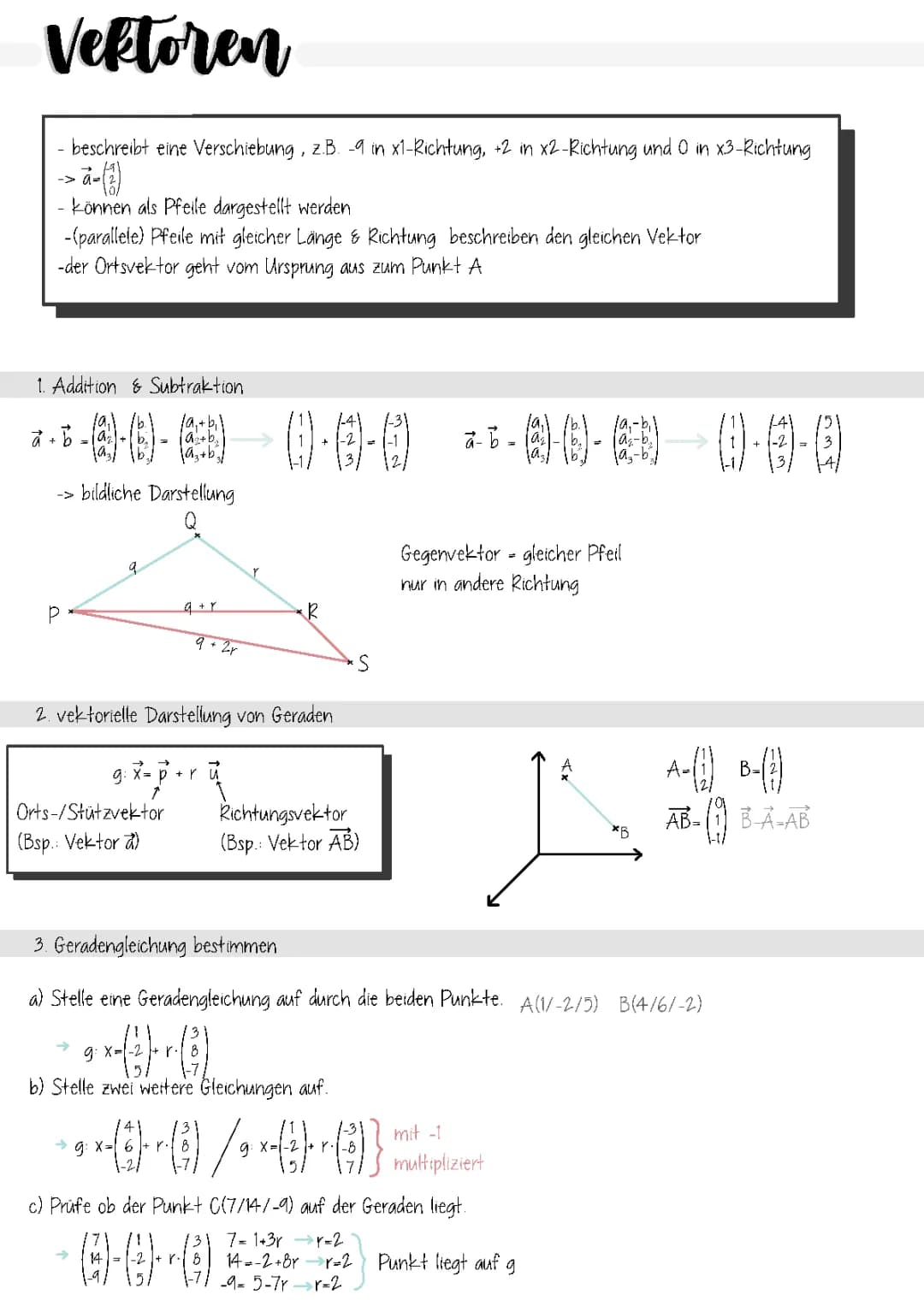 Vektoren und Geometrie einfach erklärt - PDF Übungen und Lösungen für die Schule