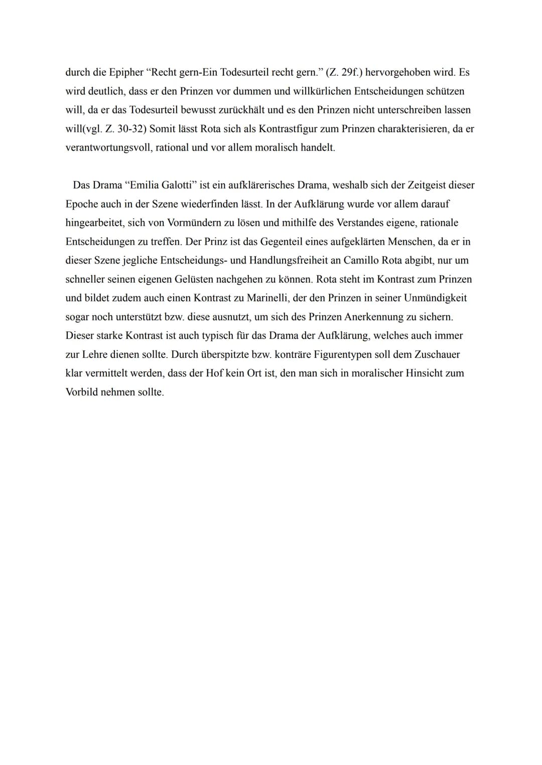 Szenenanalyse Emilia Galotti(1,8)
Aufgabenstellung: Analysieren Sie die Szene I, 8 unter Berücksichtigung der inhaltlichen
und sprachlichen 