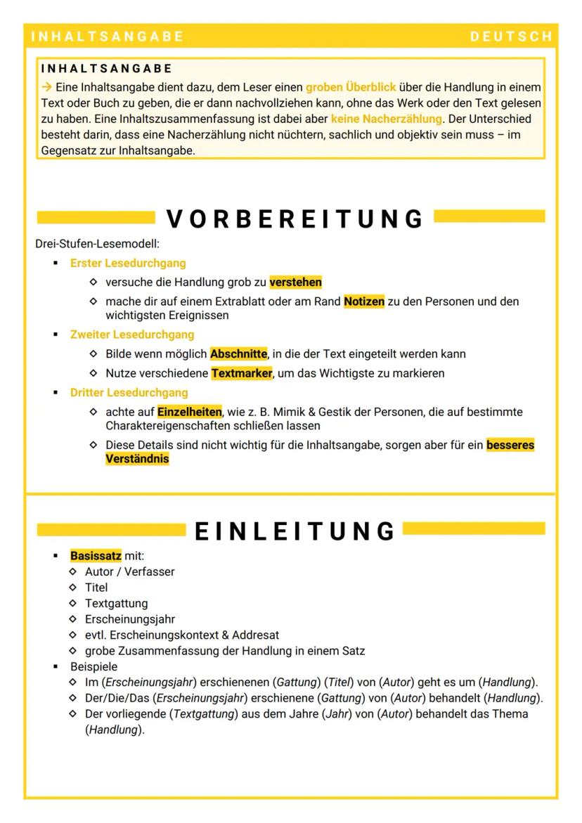 Einfach erklärt Wie schreibt man eine Inhaltsangabe? Tipps, Beispiele und Übungen (Deutsch