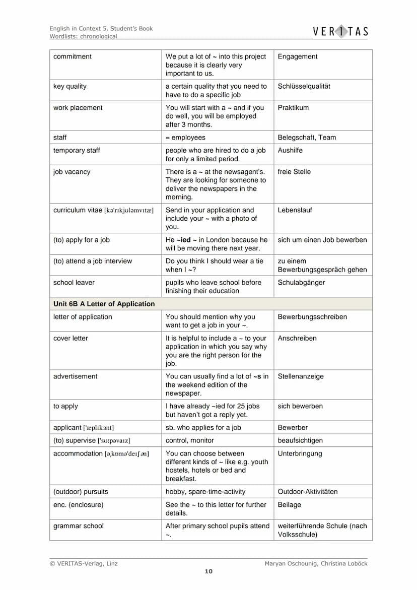 English in Context 5. Student's Book
Wordlists: chronological
Chronological Wordlists
Diese Liste enthält den empfohlenen Arbeitswortschatz 