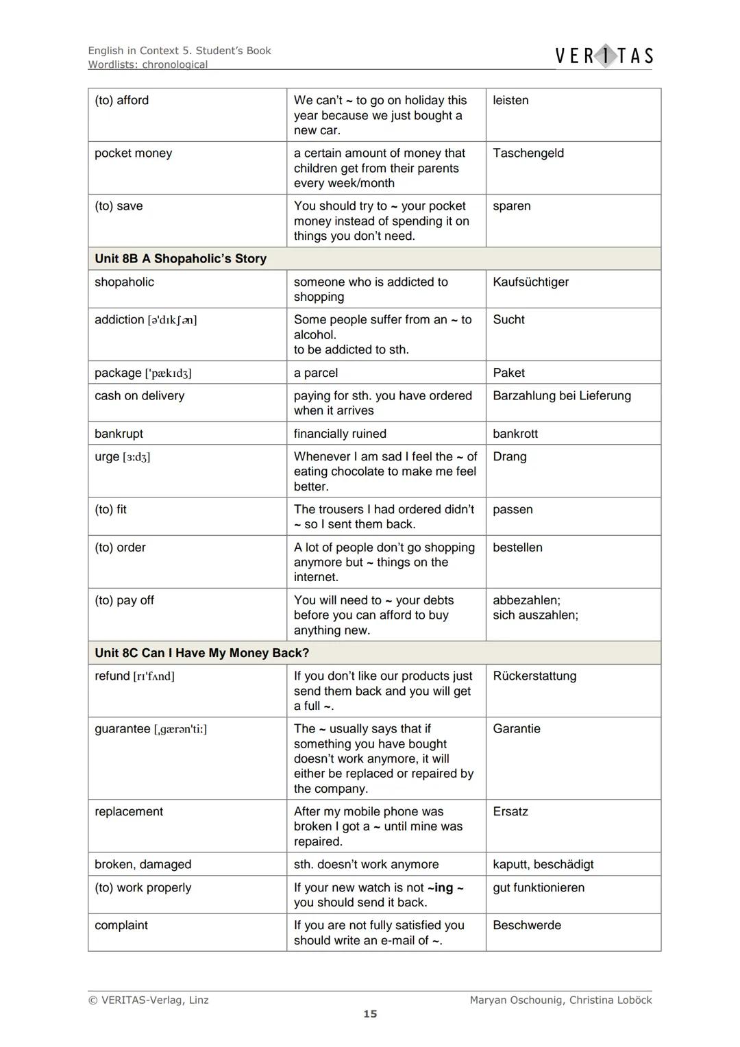 English in Context 5. Student's Book
Wordlists: chronological
Chronological Wordlists
Diese Liste enthält den empfohlenen Arbeitswortschatz 