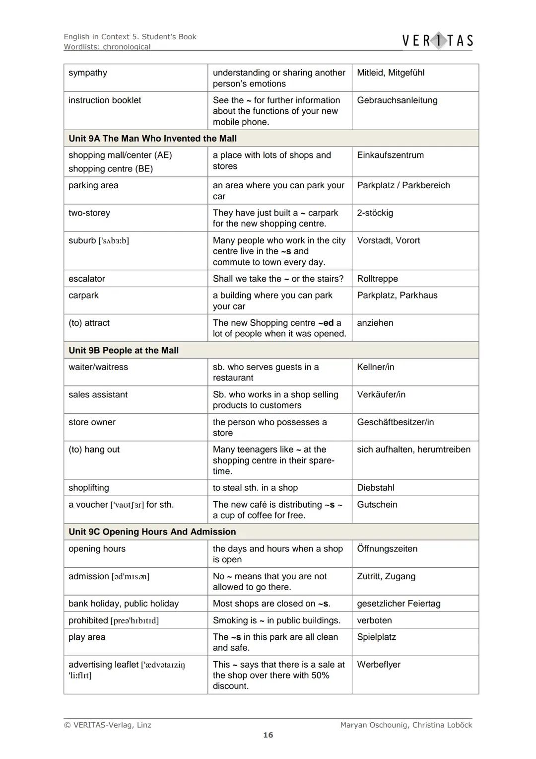 English in Context 5. Student's Book
Wordlists: chronological
Chronological Wordlists
Diese Liste enthält den empfohlenen Arbeitswortschatz 