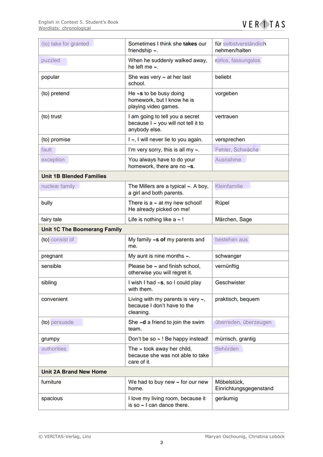 English in Context 5. Student's Book
Wordlists: chronological
Chronological Wordlists
Diese Liste enthält den empfohlenen Arbeitswortschatz 