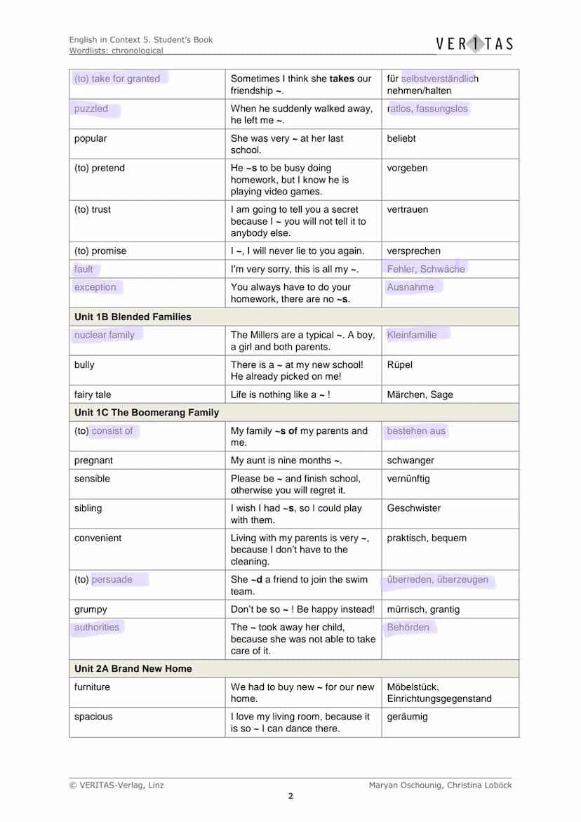 English in Context 5. Student's Book
Wordlists: chronological
Chronological Wordlists
Diese Liste enthält den empfohlenen Arbeitswortschatz 