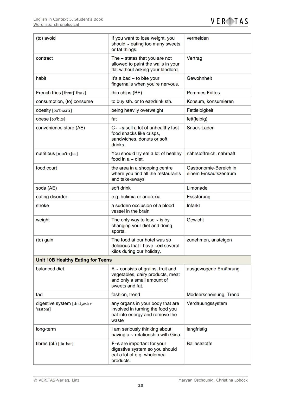 English in Context 5. Student's Book
Wordlists: chronological
Chronological Wordlists
Diese Liste enthält den empfohlenen Arbeitswortschatz 