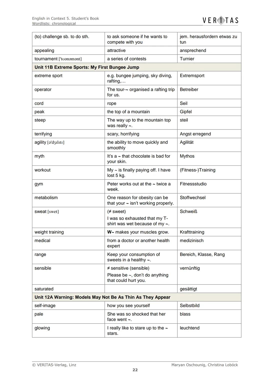 English in Context 5. Student's Book
Wordlists: chronological
Chronological Wordlists
Diese Liste enthält den empfohlenen Arbeitswortschatz 