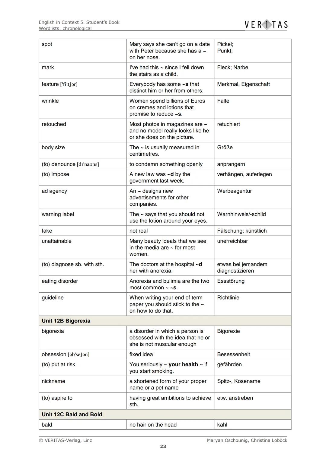 English in Context 5. Student's Book
Wordlists: chronological
Chronological Wordlists
Diese Liste enthält den empfohlenen Arbeitswortschatz 