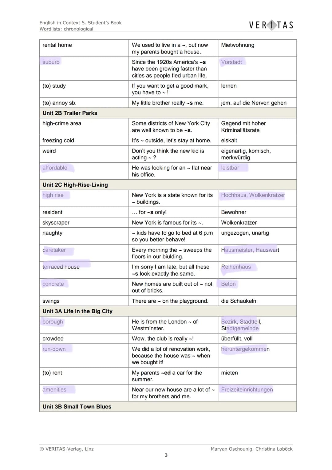 English in Context 5. Student's Book
Wordlists: chronological
Chronological Wordlists
Diese Liste enthält den empfohlenen Arbeitswortschatz 