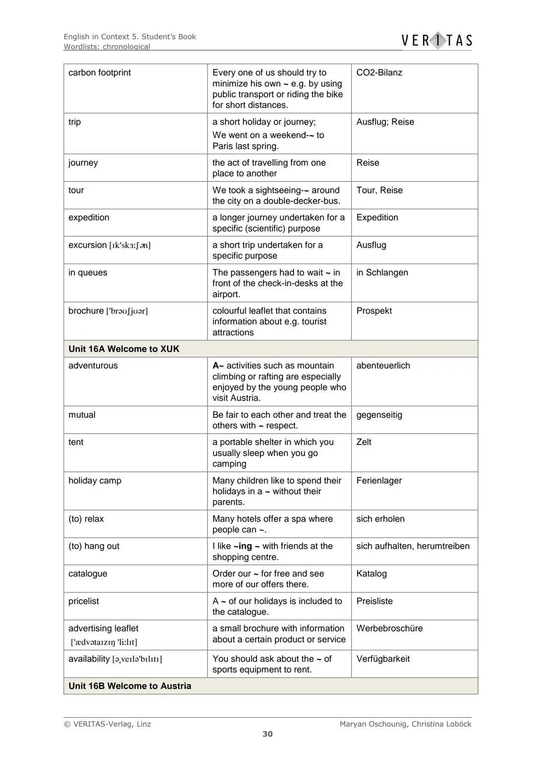 English in Context 5. Student's Book
Wordlists: chronological
Chronological Wordlists
Diese Liste enthält den empfohlenen Arbeitswortschatz 