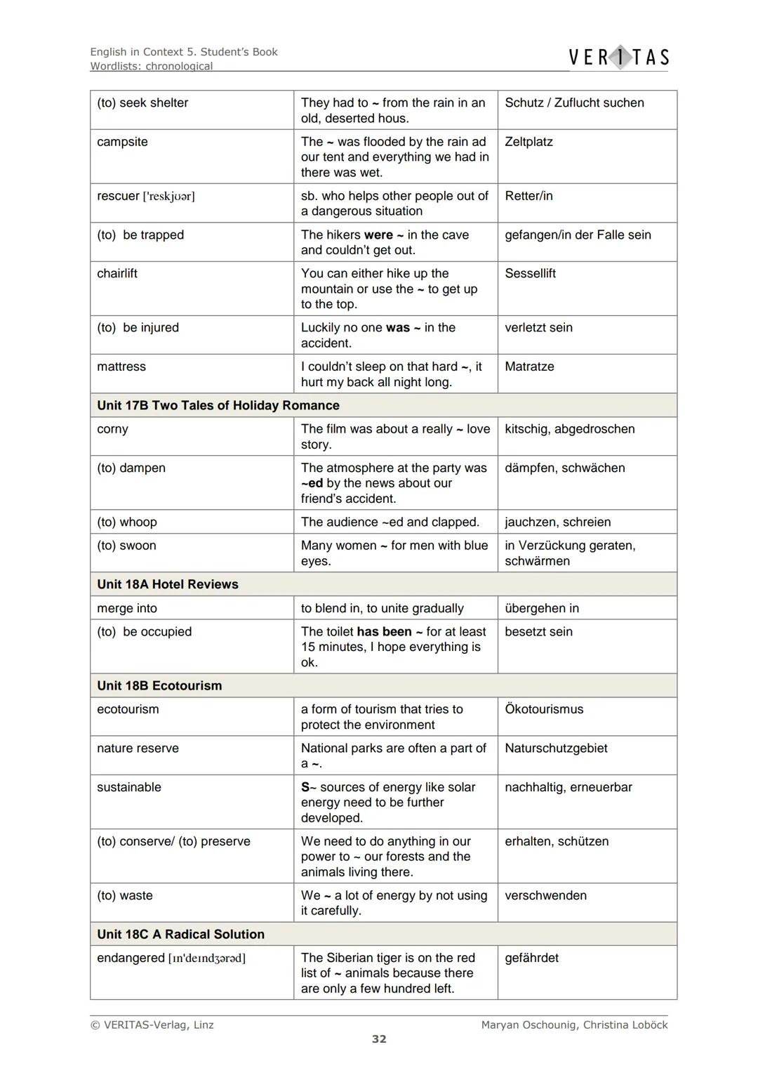 English in Context 5. Student's Book
Wordlists: chronological
Chronological Wordlists
Diese Liste enthält den empfohlenen Arbeitswortschatz 