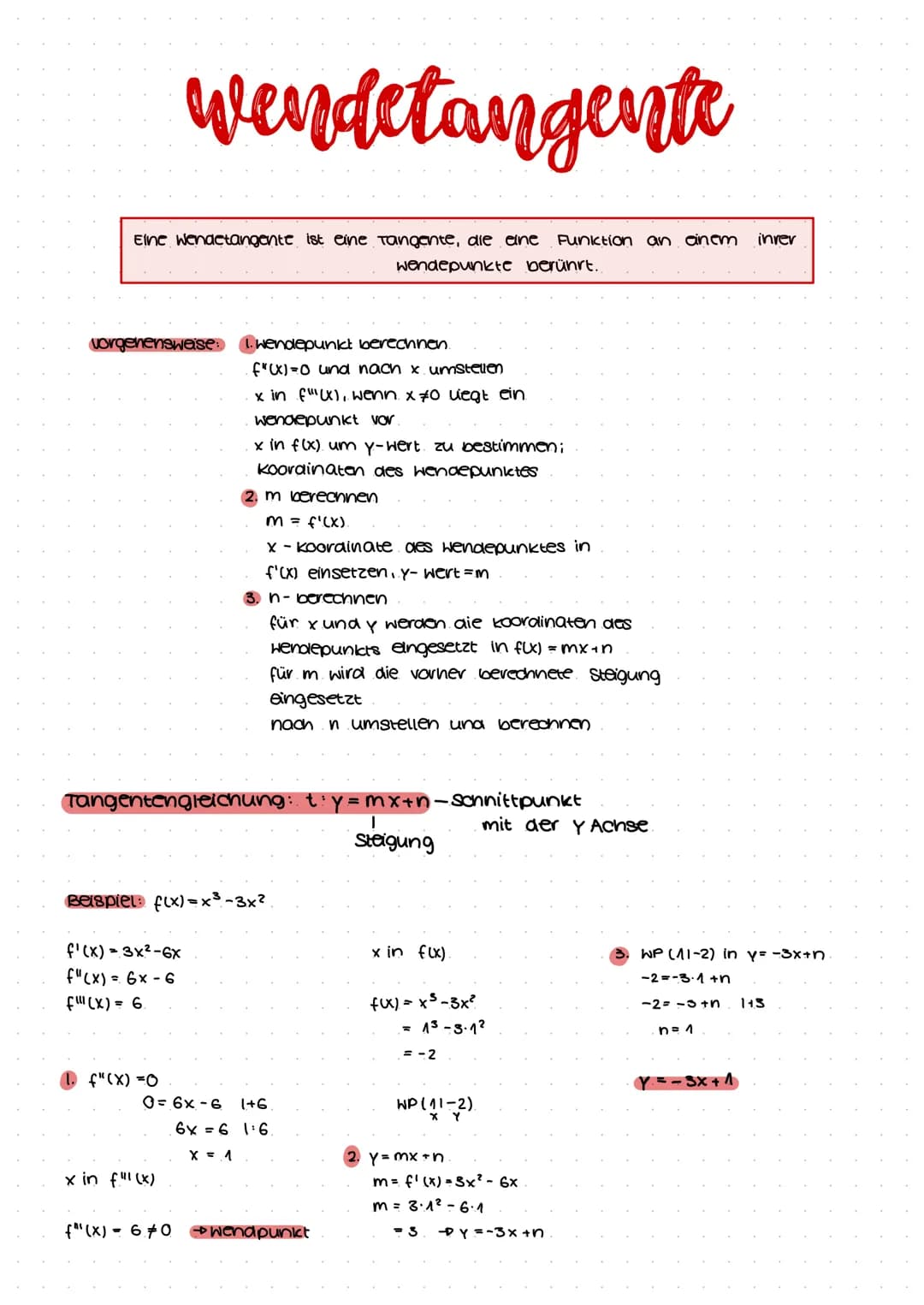 Regeln :
Potenzregel:
konstantenregel:
summenregel:
Ableitungen
Faktorregel:
Wendepunkt von f
Extrem punkt von f'.
Nullstelle von f"
f(x)= x