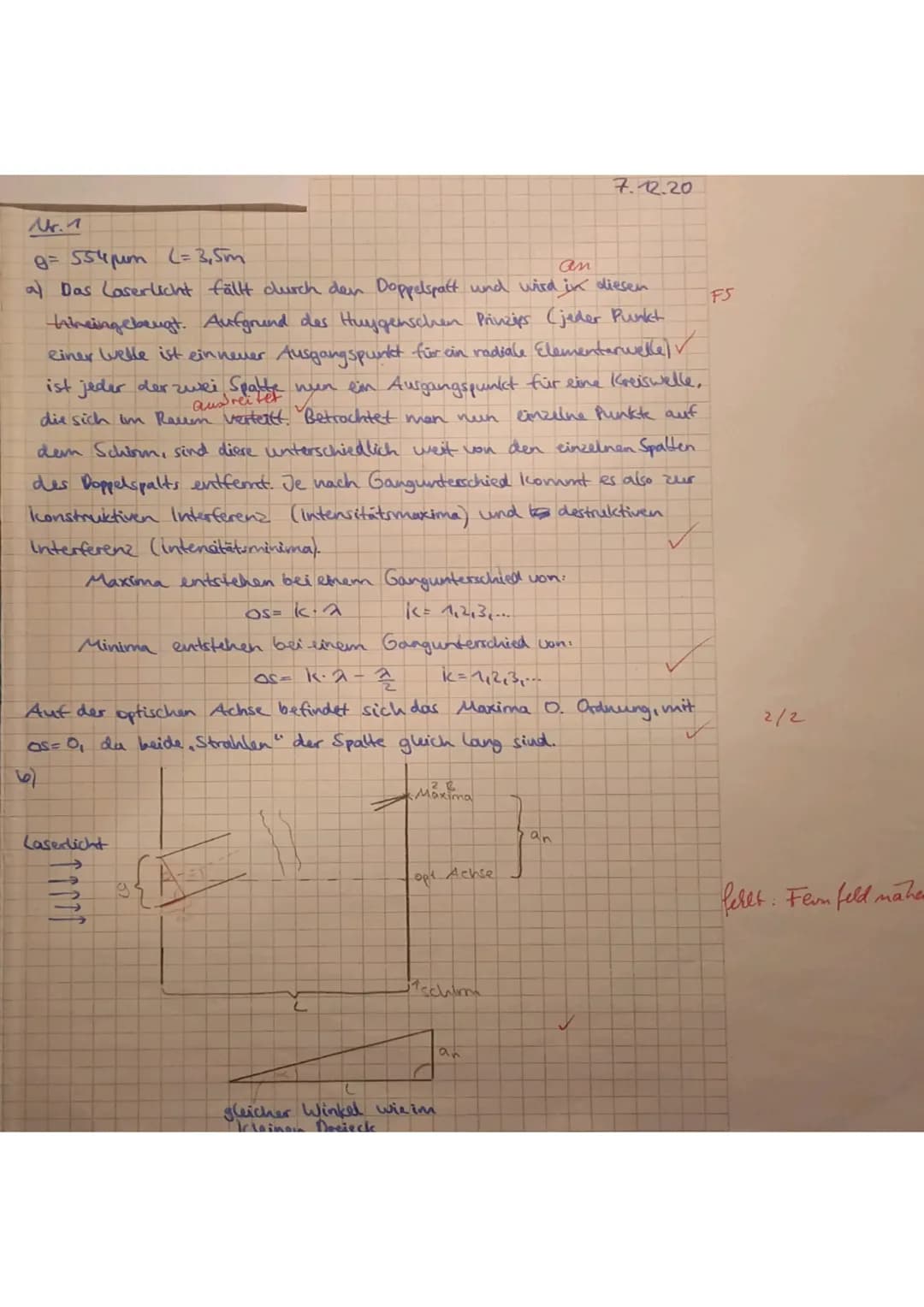 
<h2 id="aufgabe1doppelspalt">Aufgabe 1: Doppelspalt</h2>
<p>Das Laserlicht trifft senkrecht auf einen Doppelspalt mit einem Spaltabstand vo