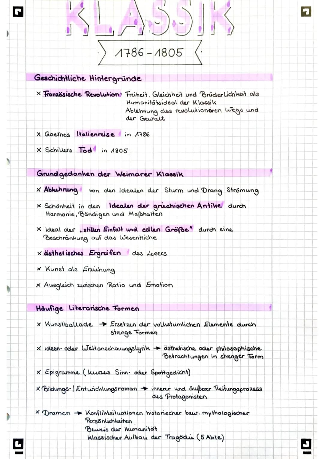 IG
KLASSIK
1786-1805
Geschichtliche Hintergründe
X Französische Revolution: Freiheit, Gleichheit und Brüder Lichheit als
Humanitätsideal der