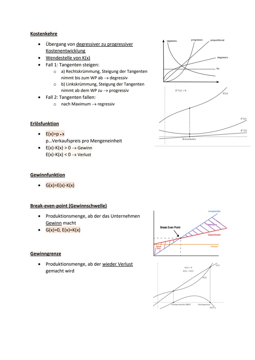 WH Begriffe Wirtschaftsmathematik
Fixkosten
●
●
variable Kosten
●
Kosten, die von der Anzahl der produzierten Stücke unabhängig sind
z. B. G