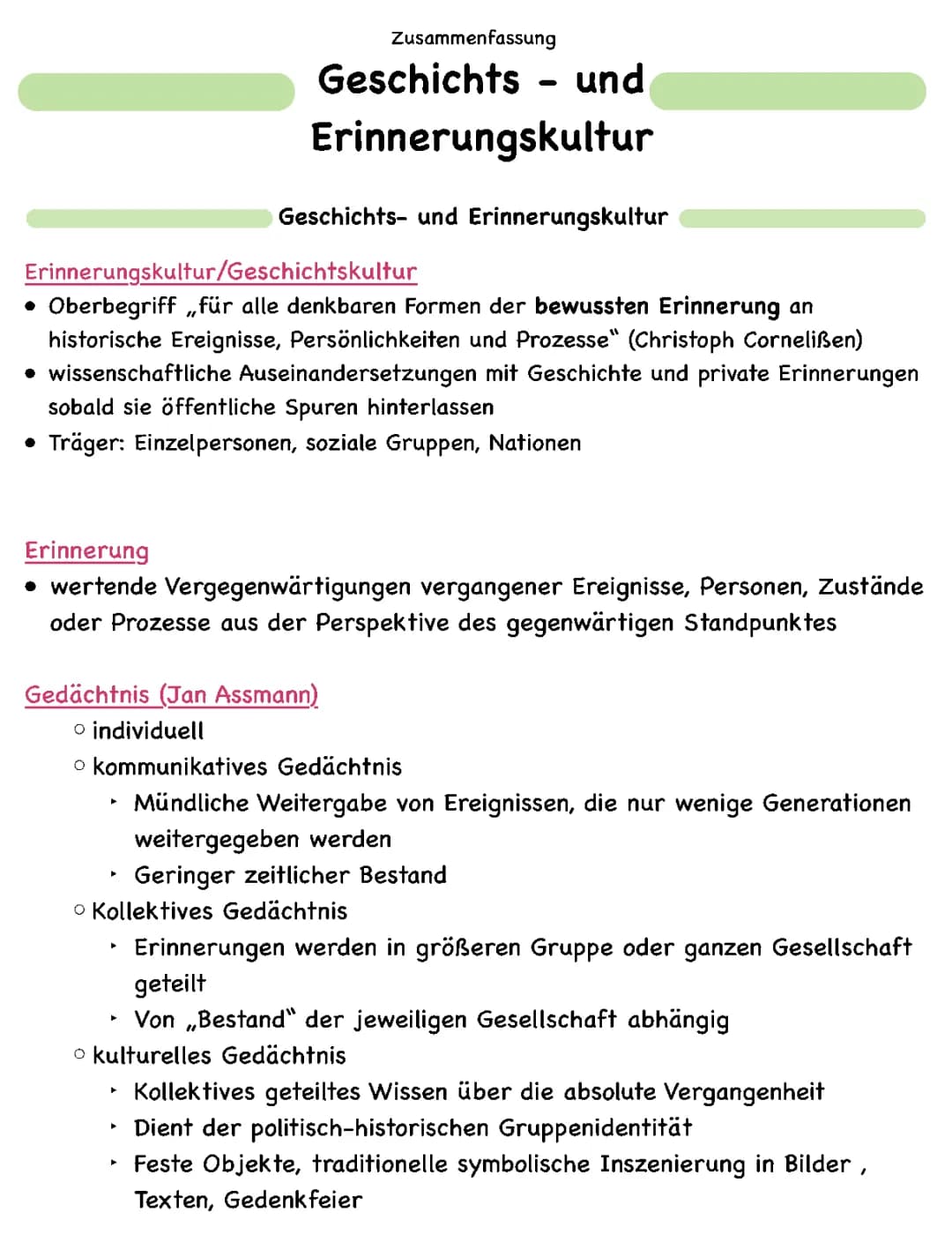 Geschichts- und Erinnerungskultur 