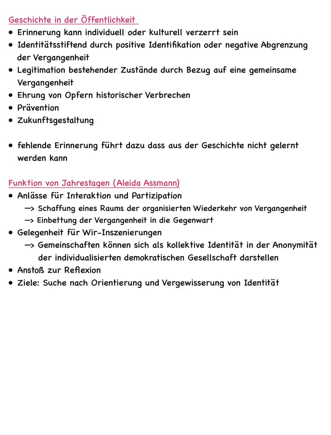 ||
Zusammenfassung
Geschichts- und
Erinnerungskultur
Geschichts- und Erinnerungskultur
Erinnerungskultur/Geschichtskultur
• Oberbegriff für 