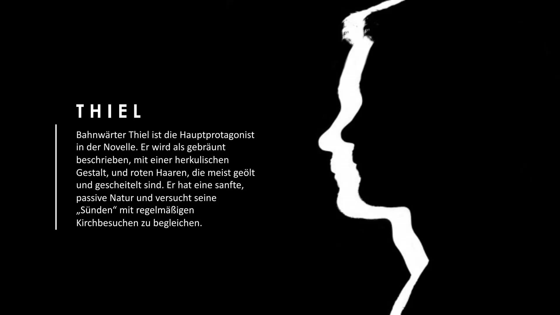 BAHNWÄRTER THIEL INHALT
Zeitstrahl
Die Geschichte dreht sich um den
Bahnwärter Thiel und dessen Entwicklung
vom Tod seiner ersten Frau Minna