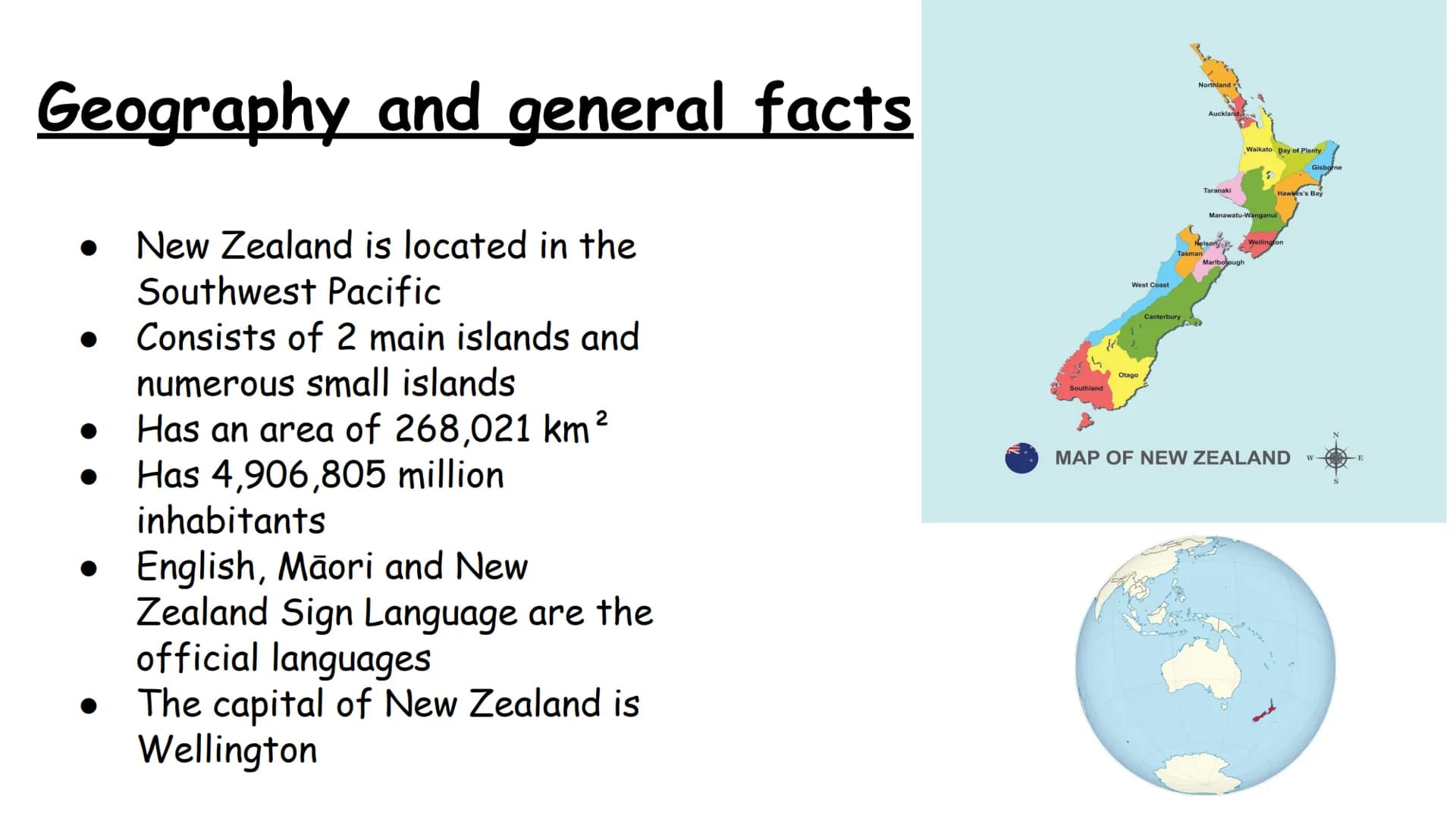 New Zealand • Geography and general facts
•
Flag of New Zealand
History
Māori
Animals
Contents
• Landscapes
• Sights
Tourism
Pros and Cons o