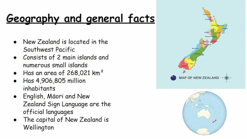 New Zealand • Geography and general facts
•
Flag of New Zealand
History
Māori
Animals
Contents
• Landscapes
• Sights
Tourism
Pros and Cons o