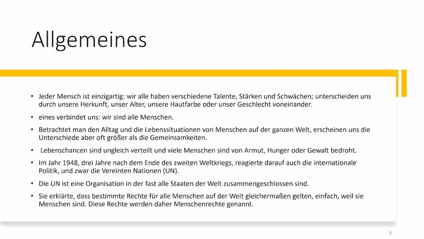 Menschenrechte und Menschenrechtsverletzungen
1 Allgemeines
Jeder Mensch ist einzigartig: wir alle haben verschiedene Talente, Stärken und
S