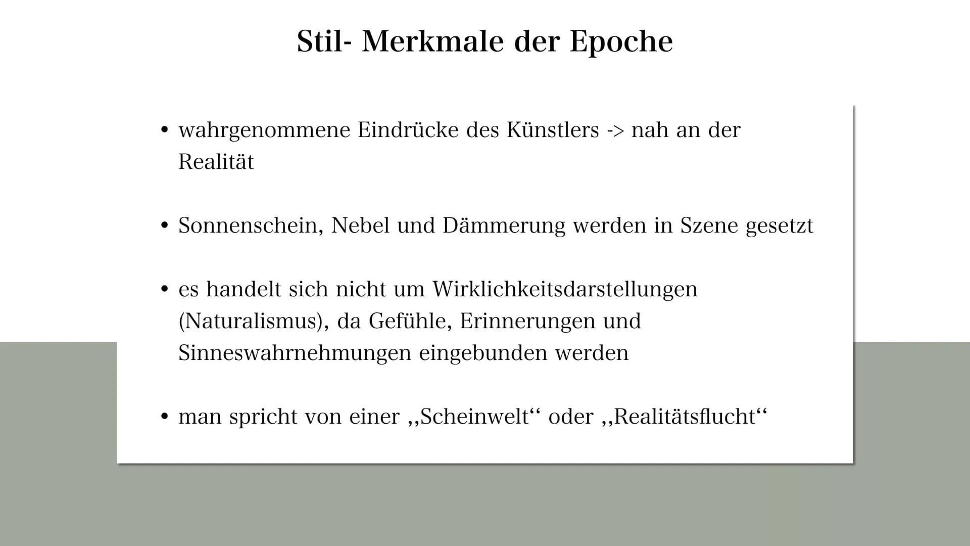 IMPRESSIONISMUS
(1870-1905) AGENDA
01
03
Die Definition
Techniken & Künstler
Beispiele
02 Stil- Merkmale der
Epoche
04
Die Funktion
+ Quelle