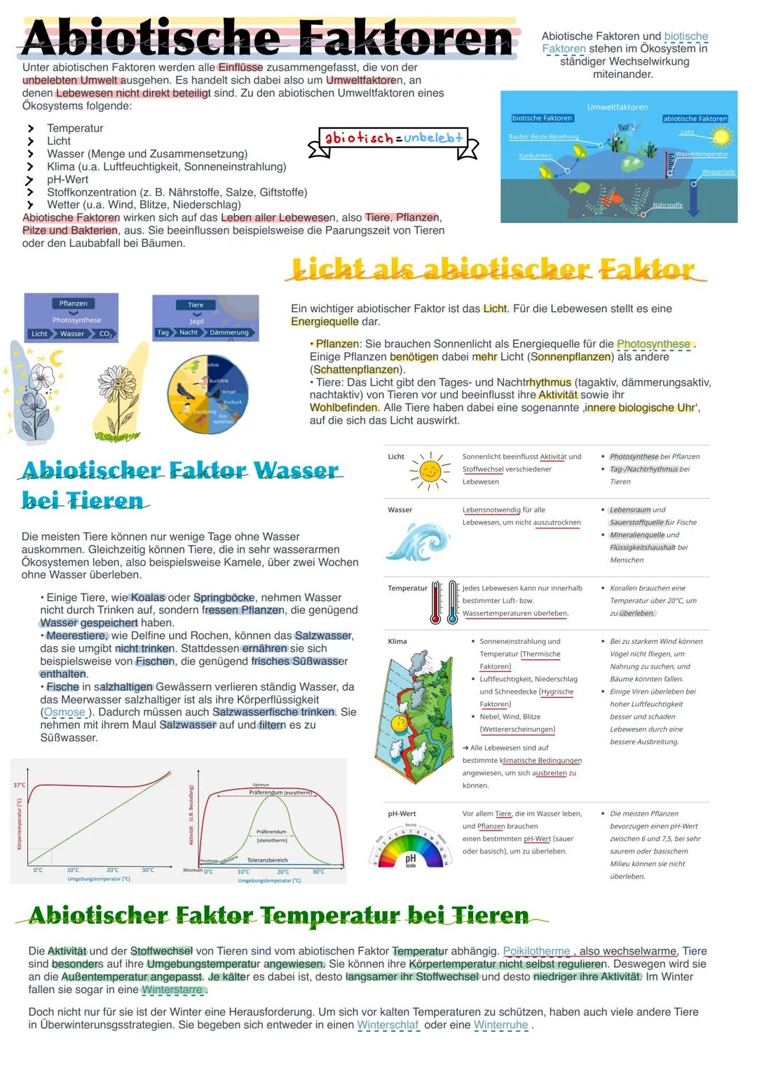 # Abiotische Faktoren

Unter abiotischen Faktoren werden alle Einflüsse zusammengefasst, die von der
unbelebten Umwelt ausgehen. Es handelt 