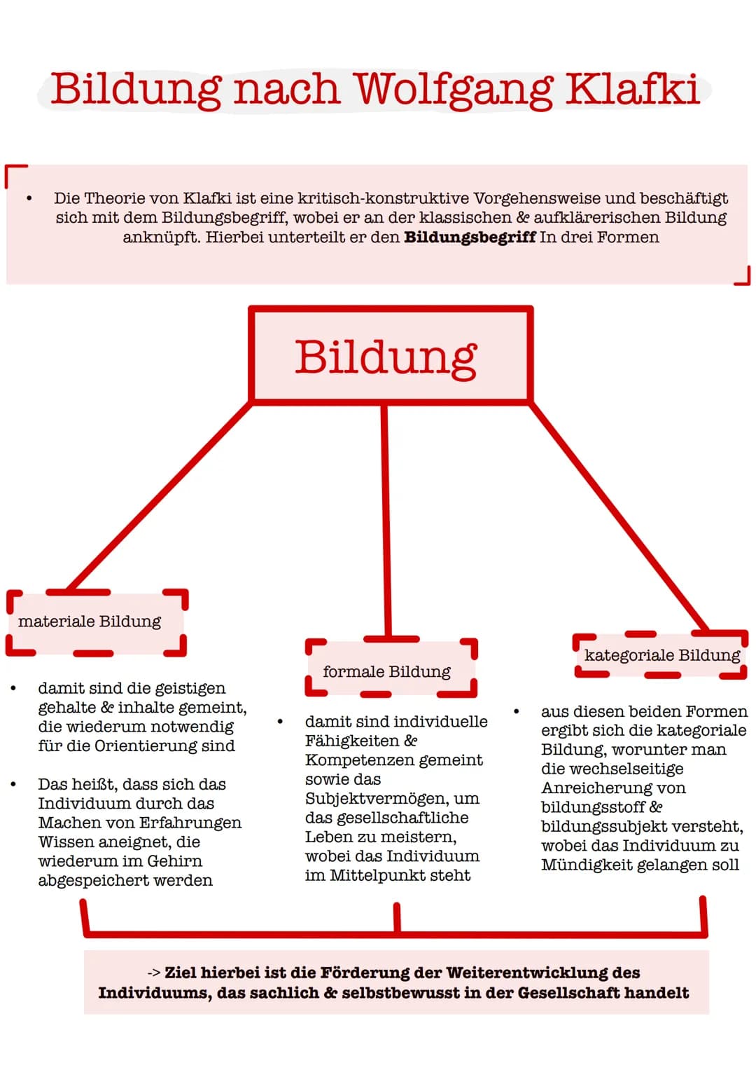 Bildung nach Wolfgang Klafki ୮
Die Theorie von Klafki ist eine kritisch-konstruktive Vorgehensweise und beschäftigt
sich mit dem Bildungsbeg
