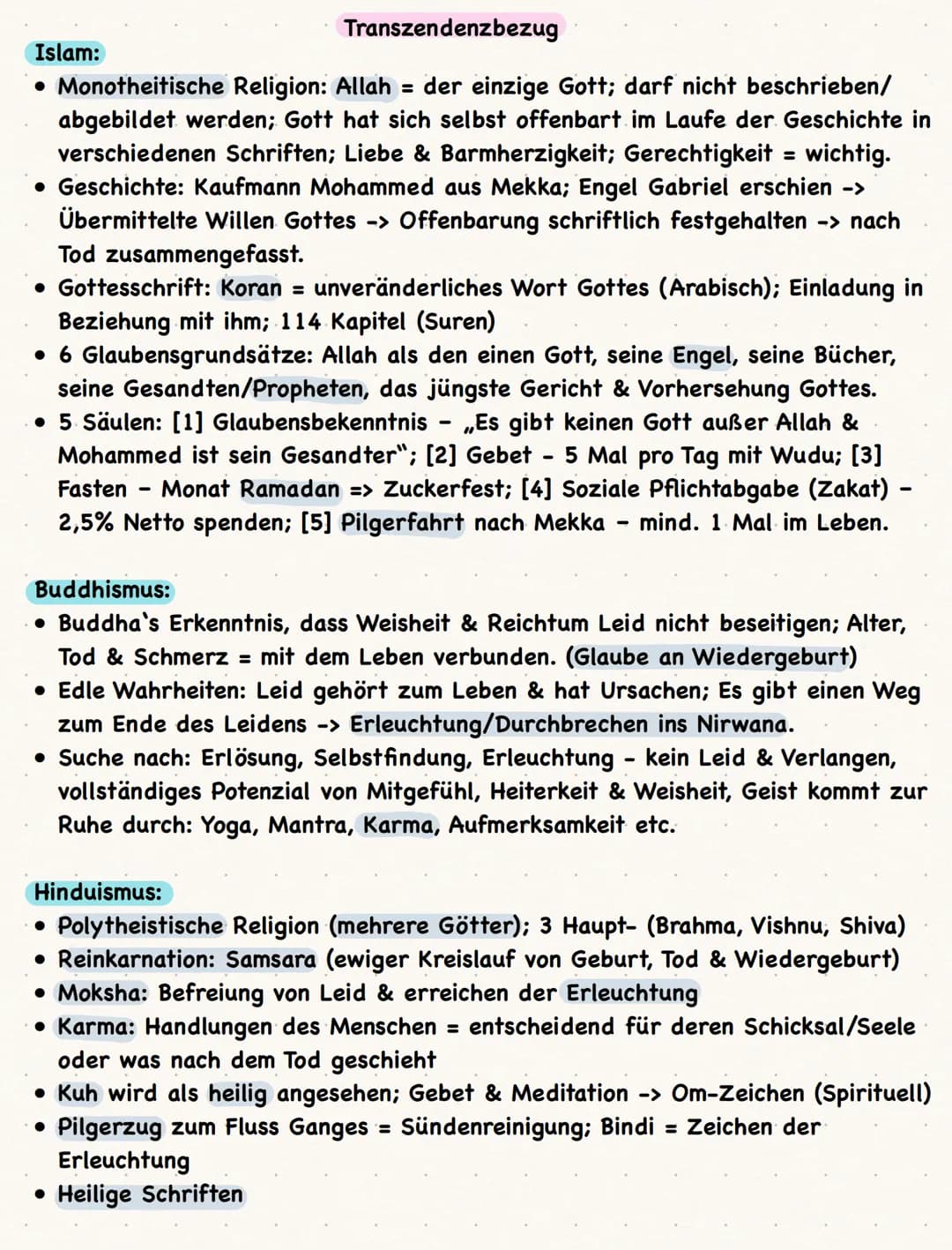 Transzendenz: (lat. transcendence hinüberschreiten, überschreiten)
• Bezeichnet den Bereich jenseits der natürlichen menschlichen Welt (des
