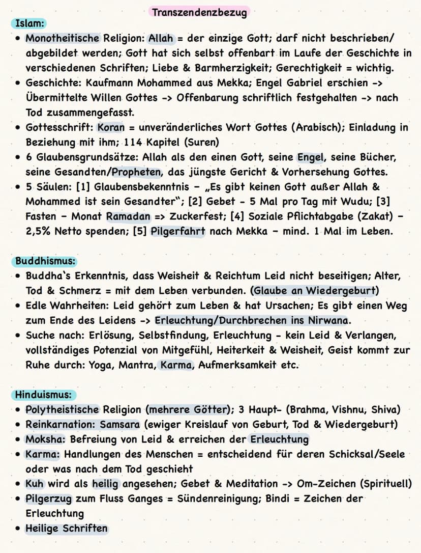 Transzendenz: (lat. transcendence hinüberschreiten, überschreiten)
• Bezeichnet den Bereich jenseits der natürlichen menschlichen Welt (des
