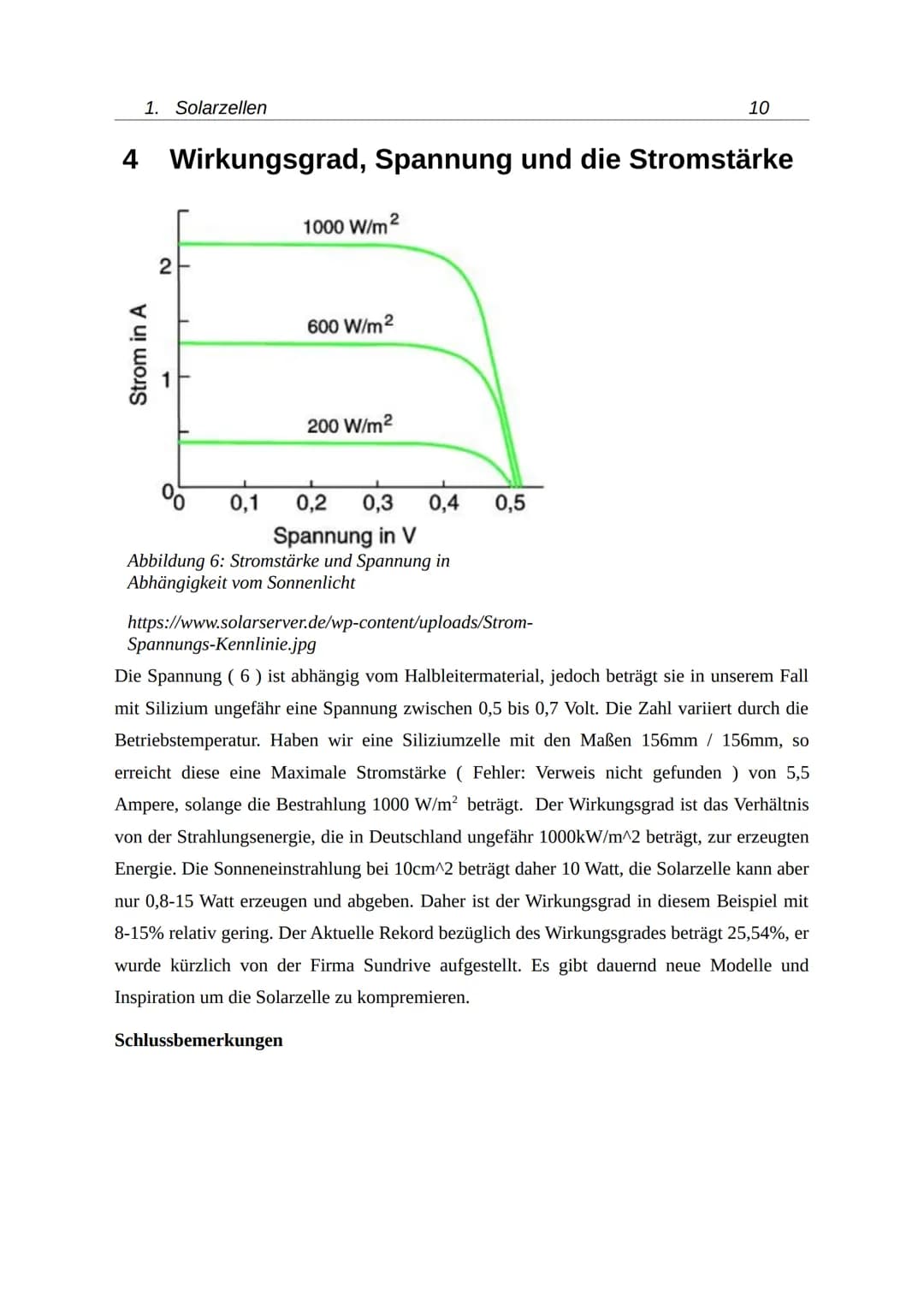 Solarzellen
Photovoltaik
Samantha-Josephine Braun
4. Oktober 2021 Inhaltsverzeichnis
1 Einleitung.......
2 Aufbau der Solarzellen...
2.1 Mat